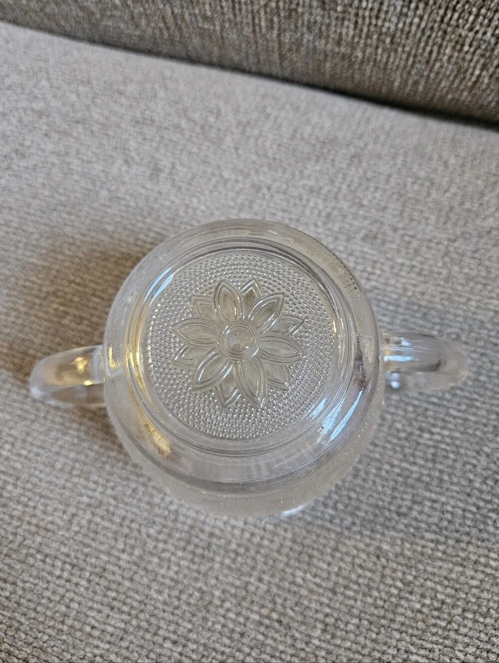 Vintage Anchor Hocking Sandwich Clear Pattern Open Sugar Bowl
